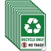 10Pcs PVC Trash Recycle Sticker Green Recycle Stickers for Trash Can 5.1x7 Inch Self Adhesive Recycle Sign Sticker Waterproof PVC Trash Can Label for Indoor Outdoor Kitchen Hotels Gyms